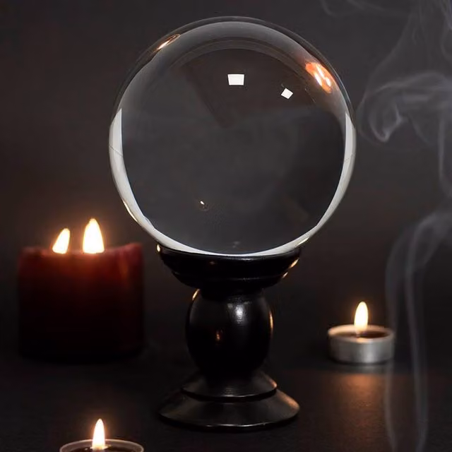 Uniqueful Large Transparent Crystal Glass Ball with Black Stand