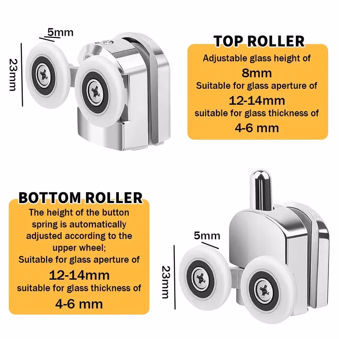 SPETLEK Chrome and Silver Plastic Replacement Shower Screen Door Rollers and Runners – 2