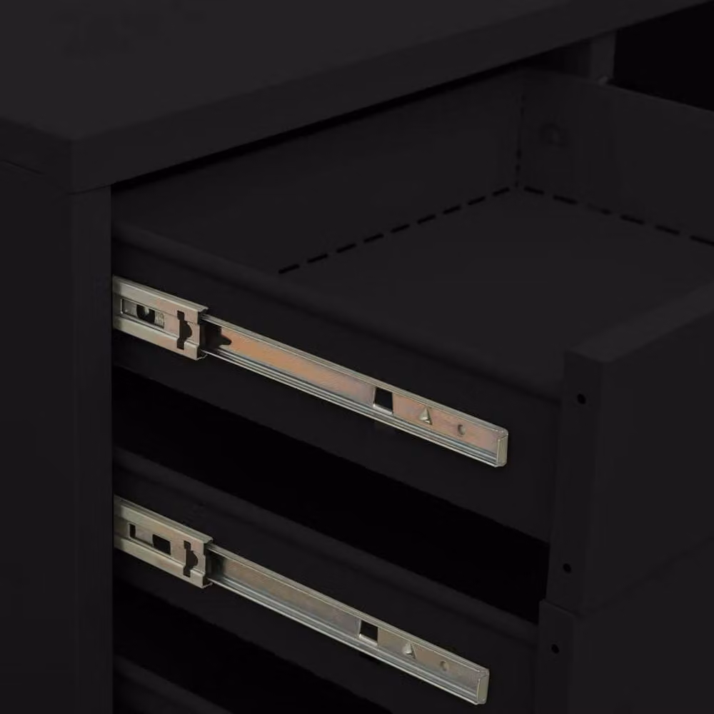 Berkfield Modern Black Steel Home Office Cabinet with Hinged Doors and Internal Drawers W/D/H: 90 x 40 x 102 cm – 3