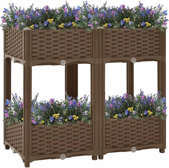 Berkfield Home Brown Polypropylene Raised Bed W/D/H: 80 x 40 x 71 cm – 1