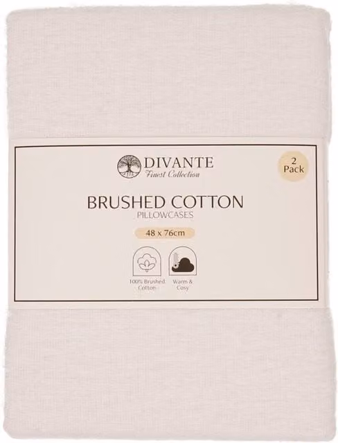 Divante Pair of Breathable Brushed Cotton Flannel Pillowcases in Beige and Brown