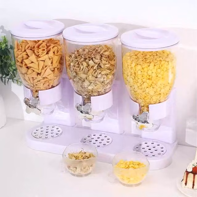Livingandhome Modern Cereal Dispenser and Food Storage Container with Compartments, Purple