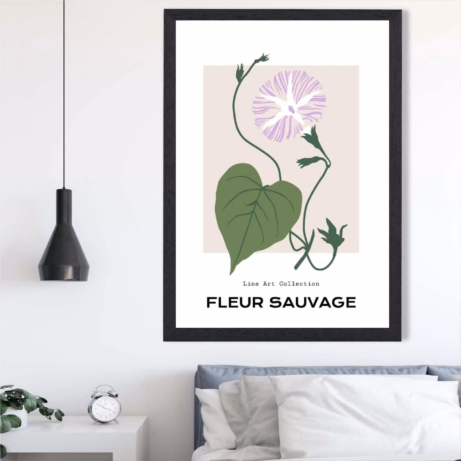 ARTZE Purple Glory Plant Flower Market Minimalist Framed Print in Black, A2 – 2