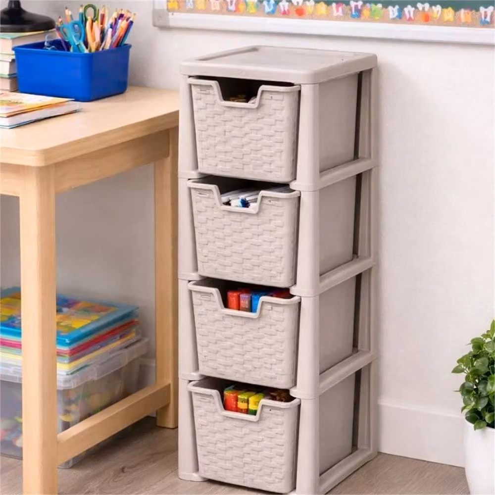 FORGEVIO Mushroom Rattan Plastic Organizer in Stone Beige, Width: 50 cm – 4