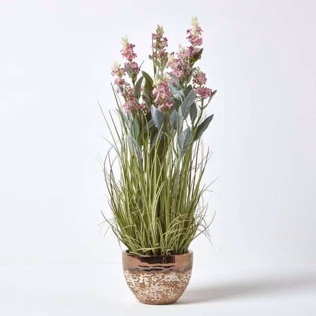 Homescapes Artificial Lavender Plant in a Pink Ceramic Pot, Height: 66 cm – 1