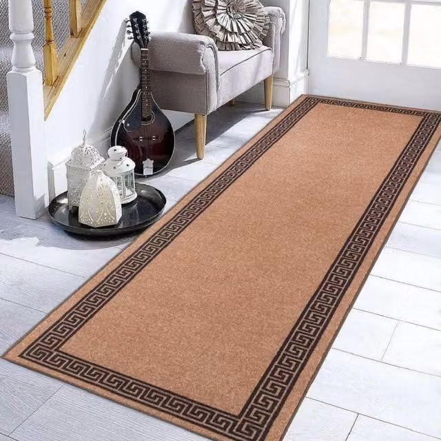 Smart Living Non-slip Greekey Gel Door Mat, Striped, Beige and Black, W: 80 cm, L: 150 cm