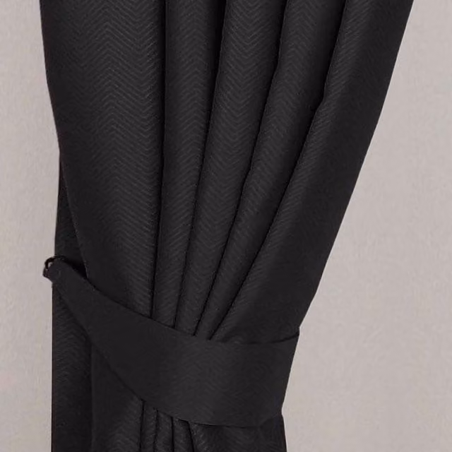 Homescapes Herringbone Chevron Curtain Tie Back Pair in Black