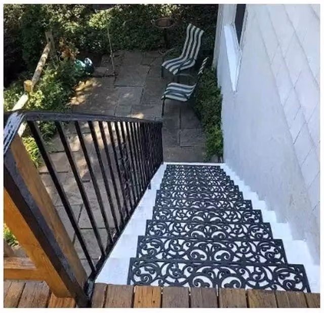 SPETLEK Anti Slip Rubber Stair Step Treads Mat in Black, W: 1000 cm, D: 52 cm – 1