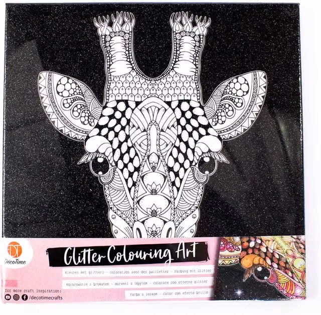 Deco Time Glitter Colouring Art Set in Multicolour and Black for Unisex Use