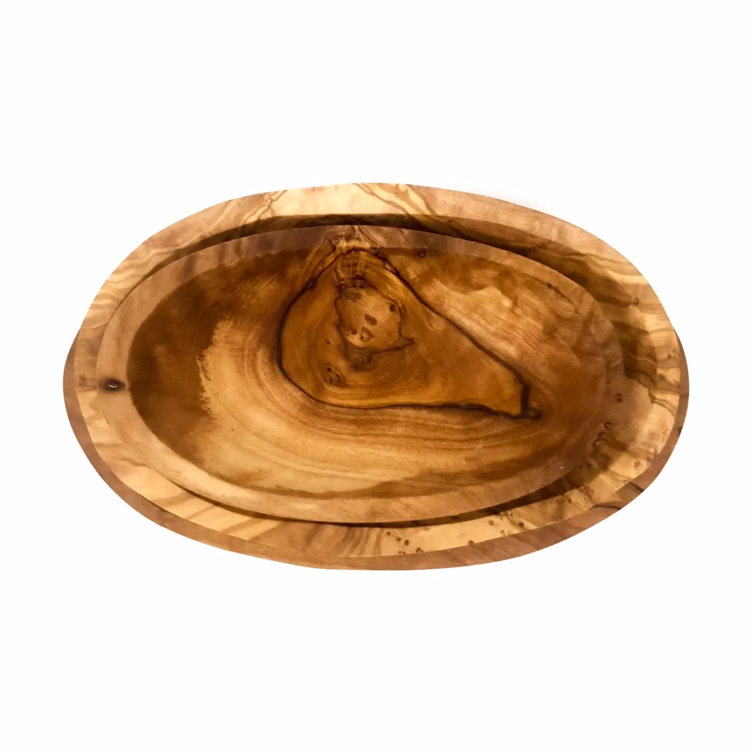 Verano Spanish Ceramics Natural Grained Olive Wood Trio of Oval Serving Dishes in Brown and Beige, W/D/H: 13 x 8 cm, 16 x 9 cm & 19 x 11 cm – 2