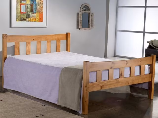 Birlea Miami Antique Pine Wooden Double Bed Frame, Brown, 140 x 200 cm
