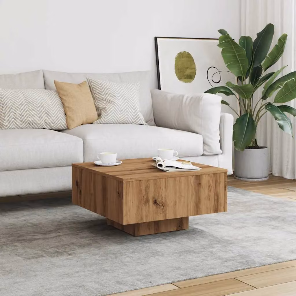 Berkfield Home Artisan Oak Coffee Table, Brown, W/D/H: 60 x 60 x 31.5 cm – 2