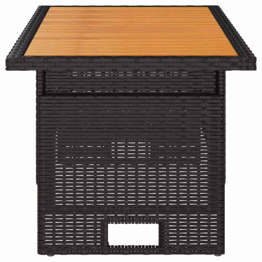 Berkfield Home Height Adjustable Garden Table in Black Acacia Wood and Poly Rattan, W: 100 cm, D: 50 cm, H: 43-63 cm – 4
