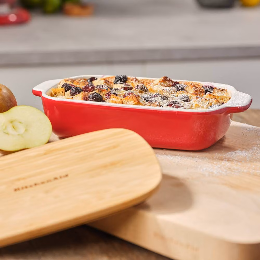 KitchenAid Red Stoneware Rectangular Cocotte with Lid – 2