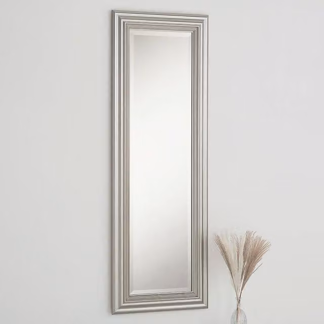 Yearn Mirrors Silvery Champagne Dressing Mirror in Silver, H 128.5 cm x W 44.5 cm