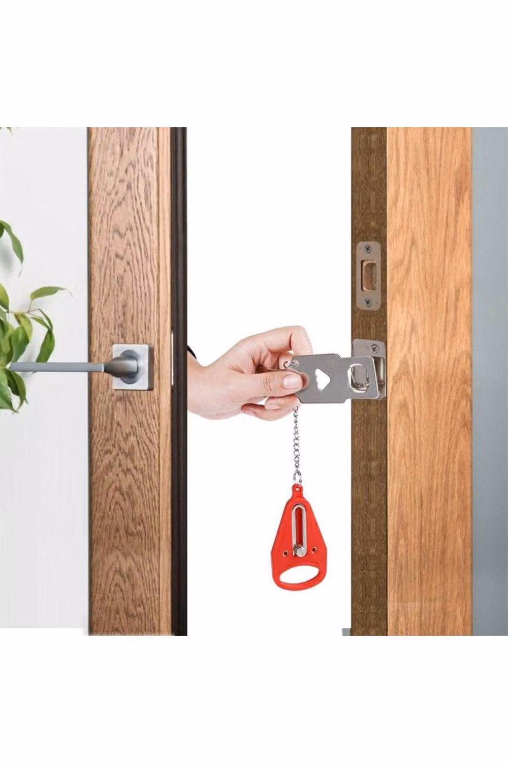 KDMD Portable Travel Door Lock with Double Buckle Security in Red – 2