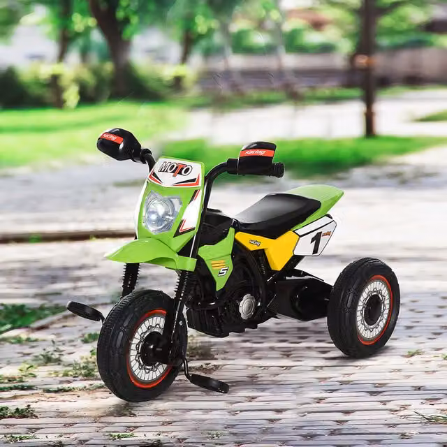 HOMCOM Toddler Pedal Tricycle Motorcycle with Music and Lights, Green