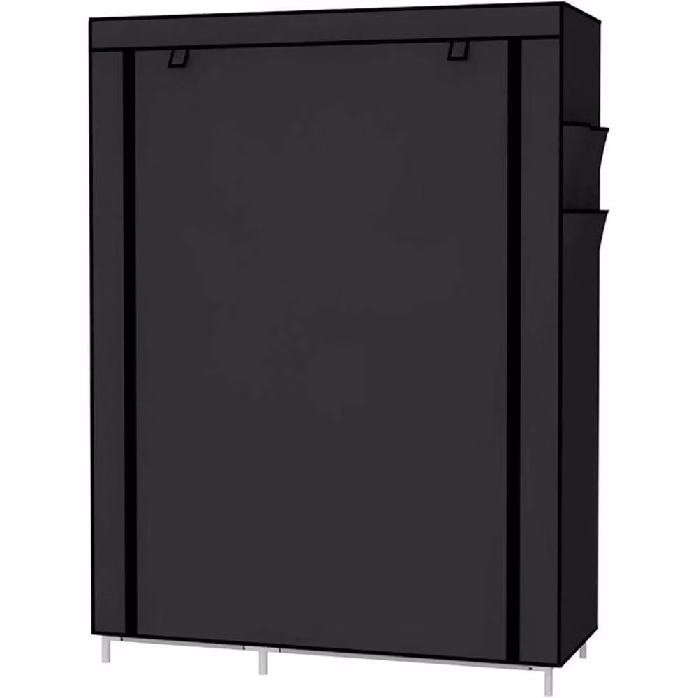 VOGREX Black Collapsible Portable Wardrobe with Roll Shutter Doors and Internal Shelves – 2