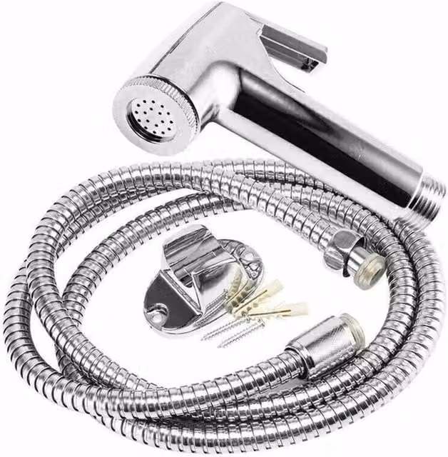PAWNORA Handheld Bidet Sprayer Kit in Silver Chrome Stainless Steel – 1