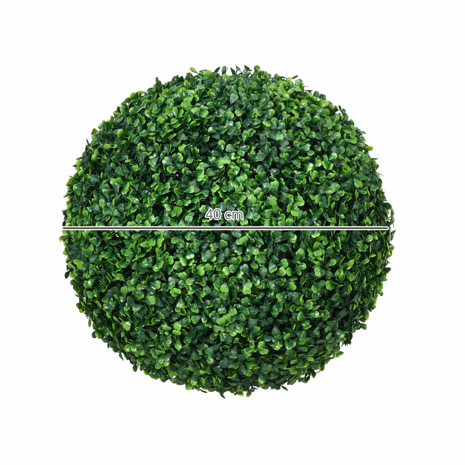 HOMCOM Set of 2 Green Artificial Topiary Boxwood Balls, 40 cm Hanging Decoration for Indoor and Outdoor Use – 3