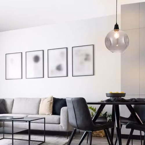 Cosylyte Millfield Modern Smoky Dimple Glass Pendant Light in Black and Grey, W/D/H: 25 x 25 x 100 cm – 2