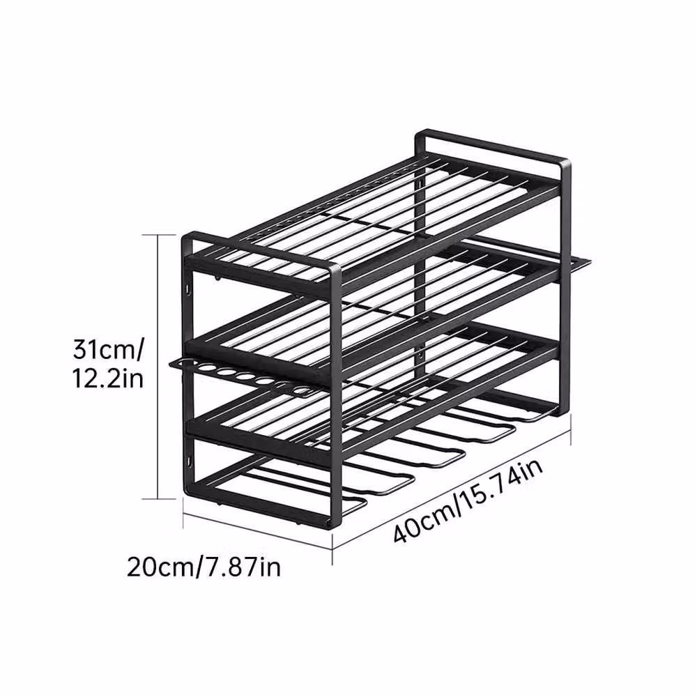 SPETLEK Black Metal Wall Mounted Power Tool Storage Rack with 4 Slots, W/D/H: 40.0 x 31.0 x 20.0 cm – 2