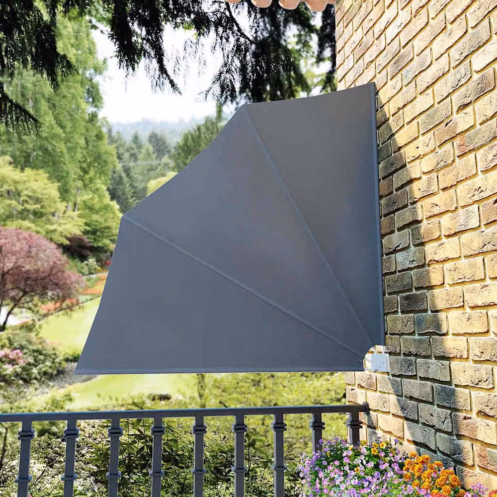 Berkfield Home Collapsible Balcony Side Awning in Grey, W/D/H: 140 x 140 x 140 cm – 2