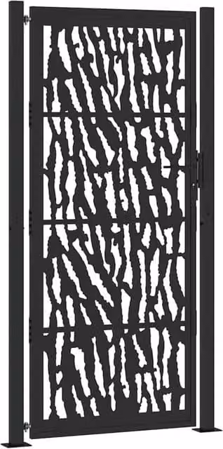 Berkfield Home Black Steel Garden Gate, W: 105 cm, H: 205 cm