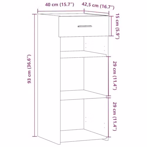 vidaXL Brown Oak Sideboard in Engineered Wood W/D/H: 40 x 42.5 x 93 cm – 3
