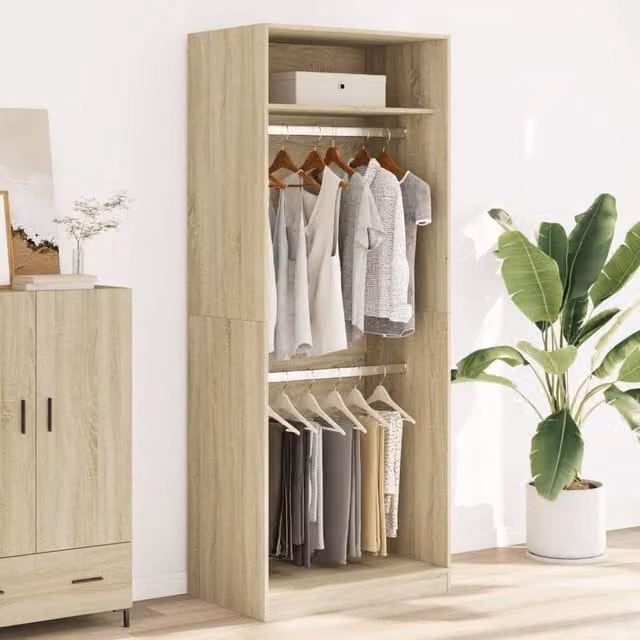 Berkfield Home Sonoma Oak Wardrobe in Light Brown, W/D/H: 80 x 50 x 200 cm