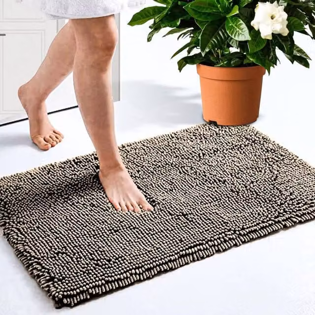NESTLUNE Grey Non-Slip Absorbent Bath Shower Mat, W: 50 cm, D: 80 cm