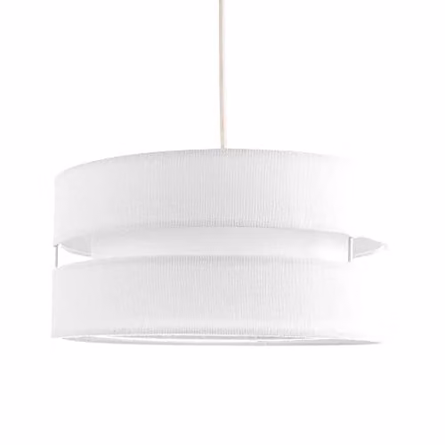Happy Homewares White Linen Fabric Triple Tier Ceiling Pendant Light Shade, Diameter: 26 cm
