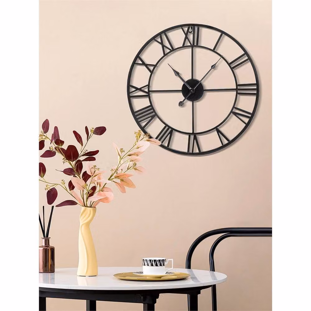 Nordara Black Metal Round Analog Wall Clock, Diameter: 47 cm – 2