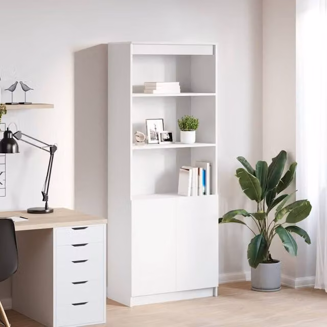 Berkfield Home White Highboard in MDF with Matt Finish, W/D/H: 70 x 35 x 180 cm