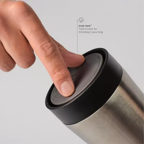Circular & Co Stainless Steel Insulated Travel Mug with Lid, 355ml, Silver or Black – 7