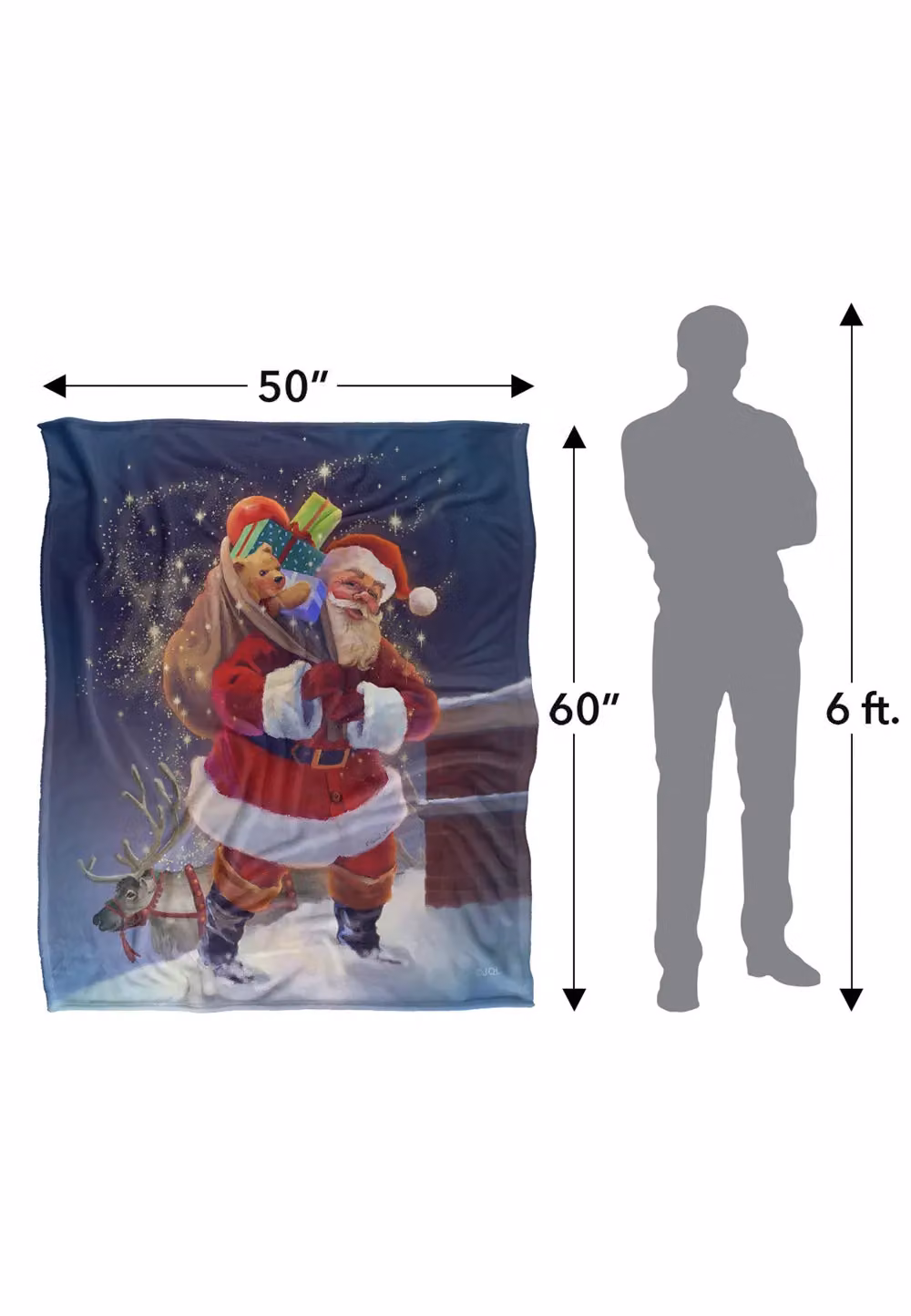 JQ Licensing Christmas Santa Chimney Magic Super Soft Fleece Throw Blanket, White and Multicolour, W/D: 152 x 127 cm – 6
