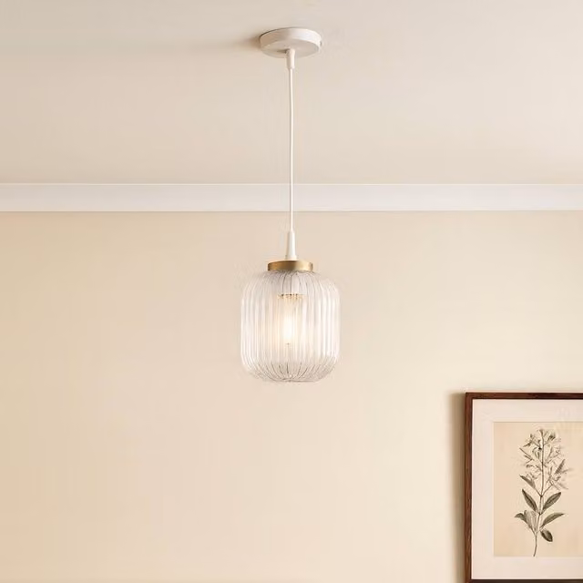Pagazzi Design Riva Antique Brass Easy-Fit Pendant Light in Gold and Transparent Glass