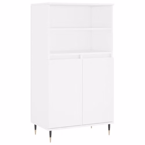 vidaXL Modern White Highboard with Hinged Doors and Internal Shelves, W/D/H: 60 x 36 x 110 cm