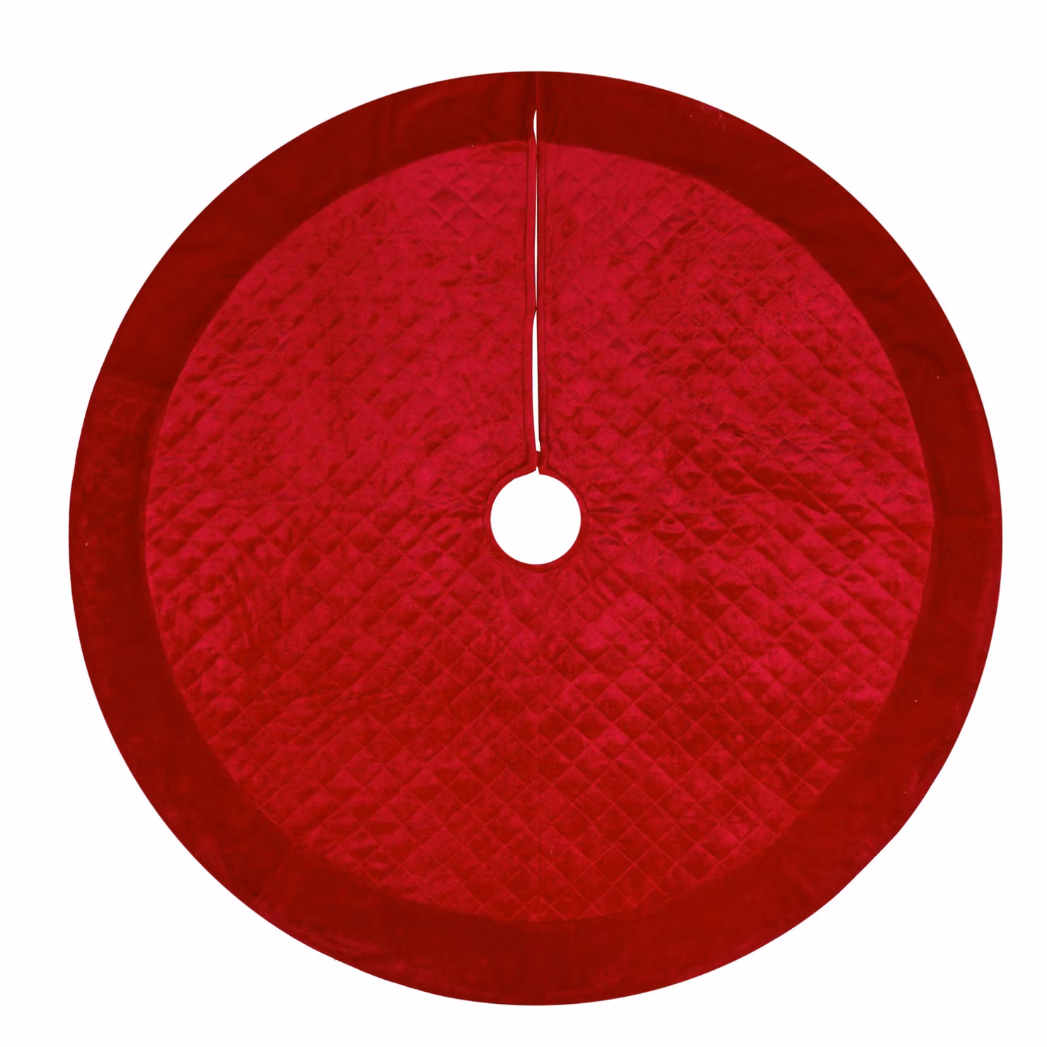 Dibor Red Velvet Quilted Christmas Tree Skirt, Diameter: 91.44 cm – 2