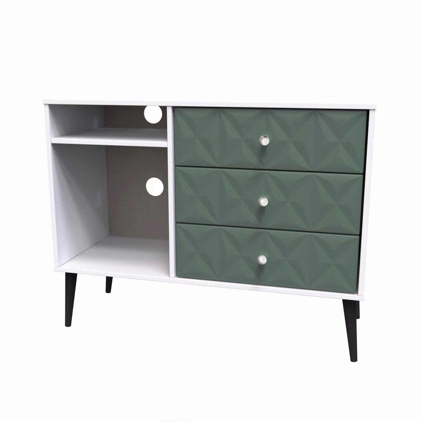 Ready Assembled 2 U Toledo 3 Drawer TV Unit in Green and Black – 2