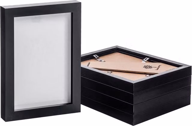 Nicola Spring Pack of 5 Black Rectangular Photo Frames for Wall Mounting or Freestanding Display – 4