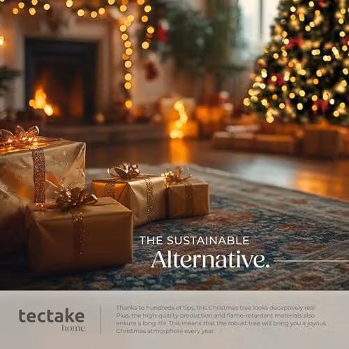 tectake Artificial Christmas Tree in Green with Dense Needles and Metal Stand, Height: 230 cm – 7