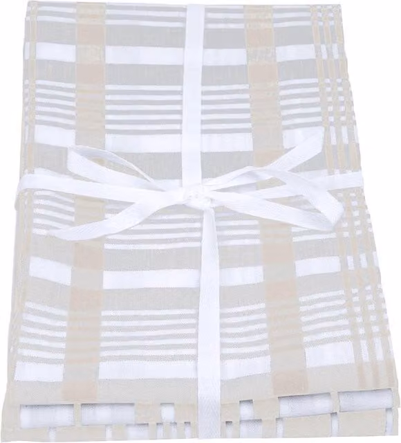 Dexam Love Colour Set of 3 Extra-Large Checked Tea Towels in Beige and Multicolour