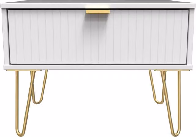 2 U Bexley Wide Side Table with 1 Drawer in White and Gold