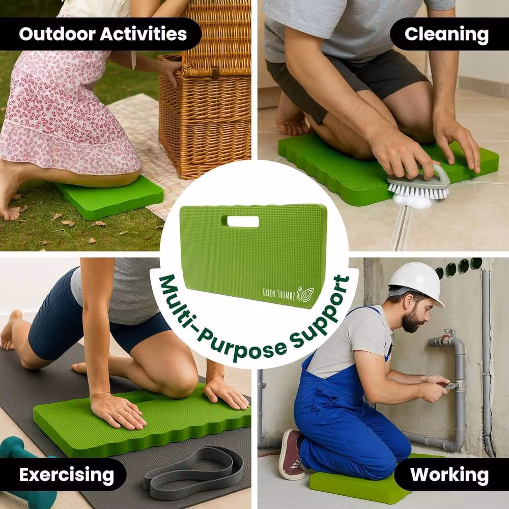 Volila 2 Pack of High Density Foam Garden Kneeler Mat Pads in Green – 3