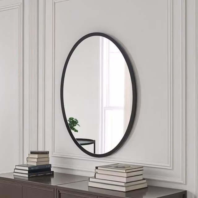 Yearn Eternity Contemporary Black Oval Wall Mirror