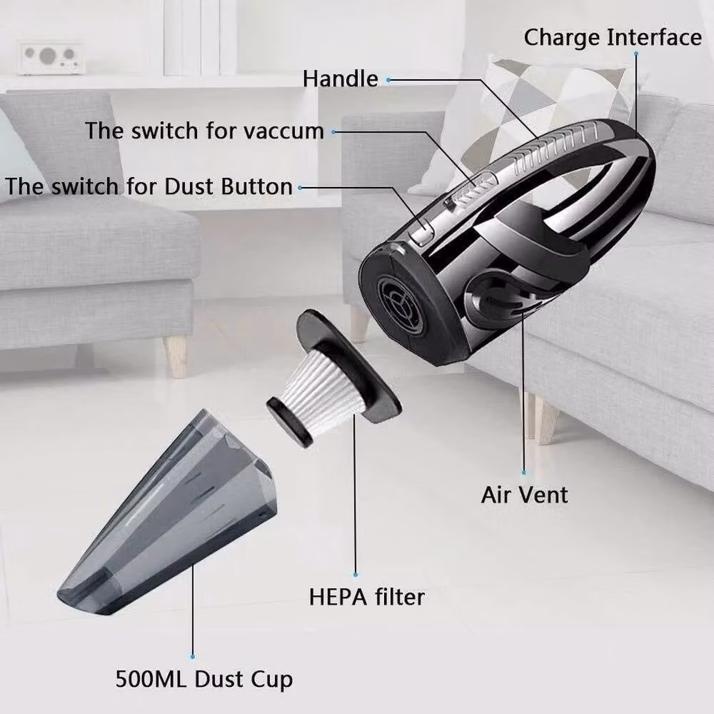 NESTLUNE Cordless Wet and Dry Handheld Car Vacuum Cleaner in Black, H 100 cm x W 15 cm – 5