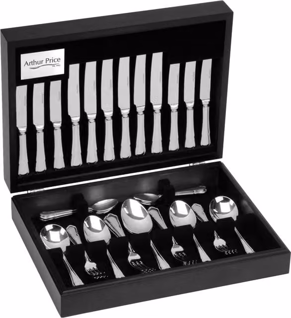 Arthur Price Dubarry 58 Piece 8 Person Stainless Steel Cutlery Set in Polished Silver with Case – 1