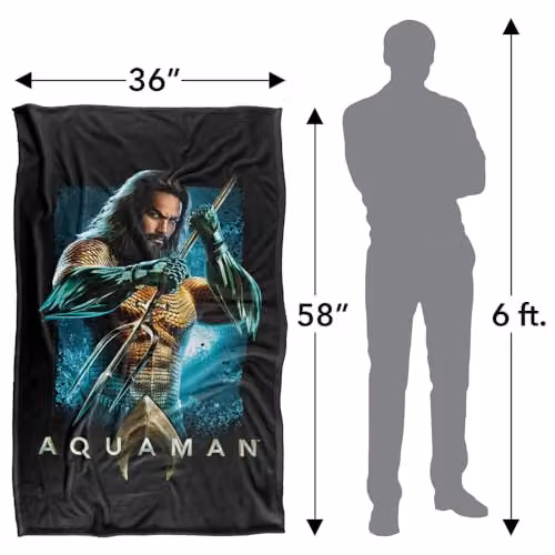LOGOVISION Aquaman Movie Trident Super Soft Silky Touch Fleece Throw Blanket, Multicolour, W: 91.44 cm x H: 147 cm – 4