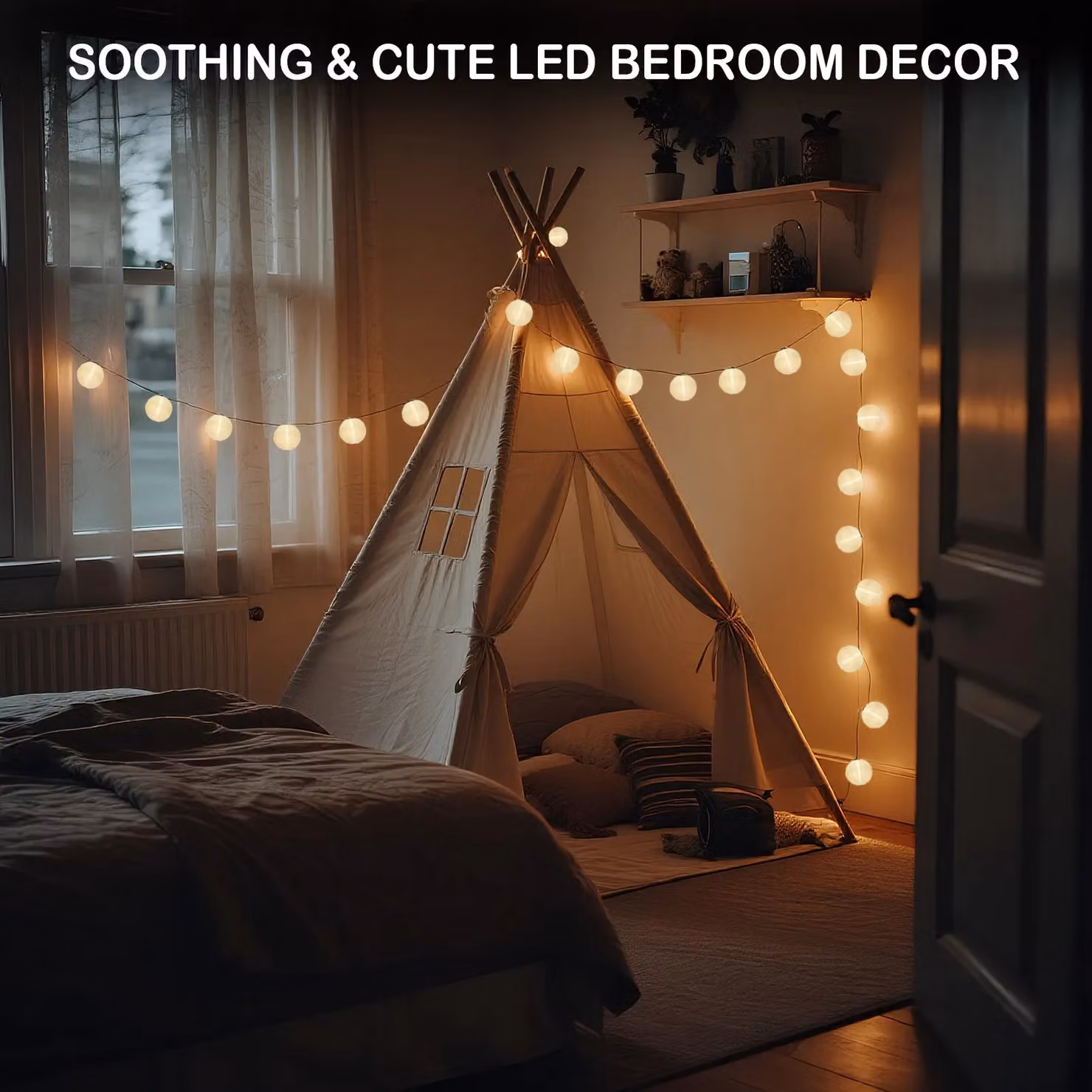 Bright Zeal Set of 2 White Paper Lantern String Lights with Warm White LED Bullets – 2